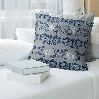 Indianapolis Football Baroque Square Pillow Cover East Urban Home Color: Gray/Navy/White, Size: 16x22 x 16