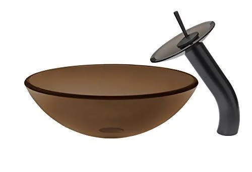 Novatto Ty Glass Vessel Bathroom Sink Set - Oil Rubbed Bronze