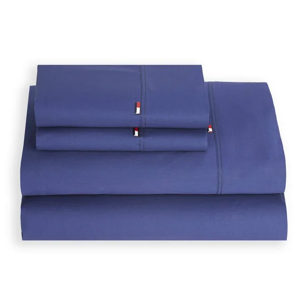 Tommy Hilfiger Signature Solid Sheet Set, Full, Dark Blue