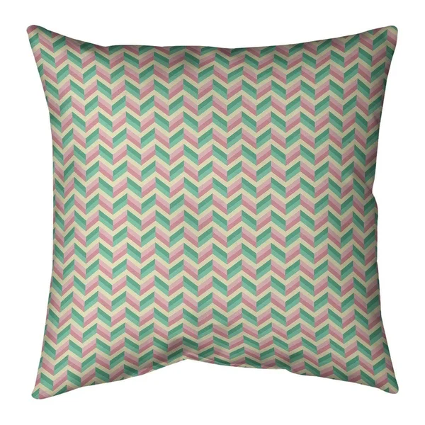 Chevrons with Green Throw Pillow - 18 x 18 - Mint Green & Brown - Faux Suede