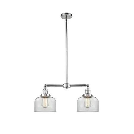 Dupree 2-Light Kitchen Island Linear Pendant Gracie Oaks Finish: Polished Chrome - Shade Color: Clear, Bulb Type: 3.5 Watt Vintag