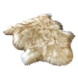 Silver Orchid Nansen Luxurious Faux Sheepskin Pelt Shag Rug (4& x 6& - White w/Brown Tips)
