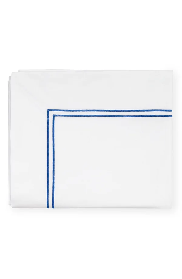 Sferra Grande Hotel Flat Sheet - Twin - White/Cornflower