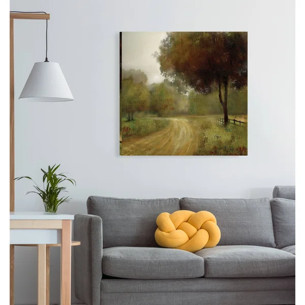Wexford Home Country Road -Gallery Wrapped Canvas - Yellow - Blue, Green, Red, Black, White, Size: 40 x 40