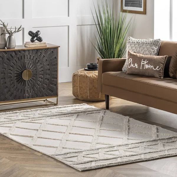 Rugs USA Ivory Savanna Everly Wool Trellis Rug - Contemporary Rectangle 8& x 10& - 200SPCD02A-8010