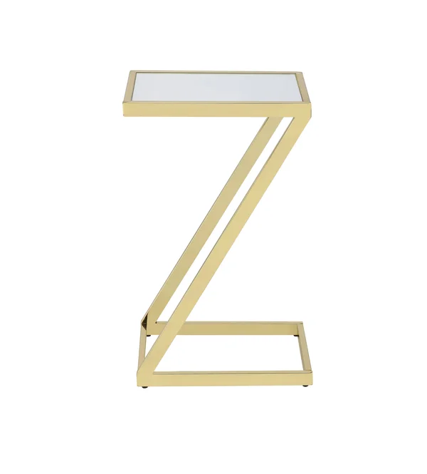 Side Table in Mirror & Gold - Glass - Metal Tube Mirror & Gold