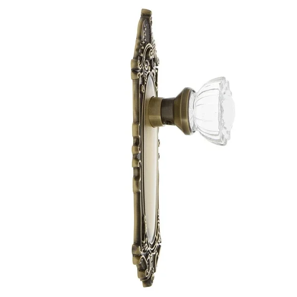 Nostalgic Warehouse 704117 Victorian Plate Double Dummy Crystal Glass Door Knob - Oil-Rubbed Bronze