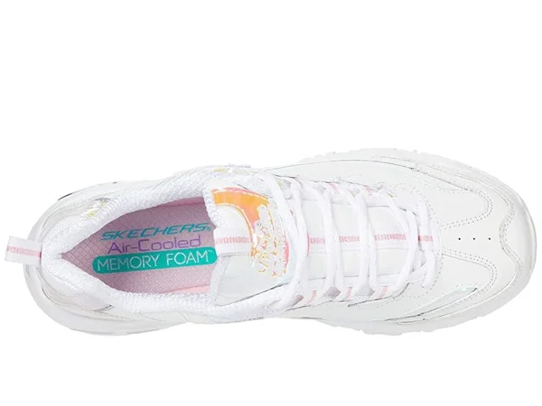 Skechers Women's D&Lites - Pearly Glow Athletic Shoes White 9.5