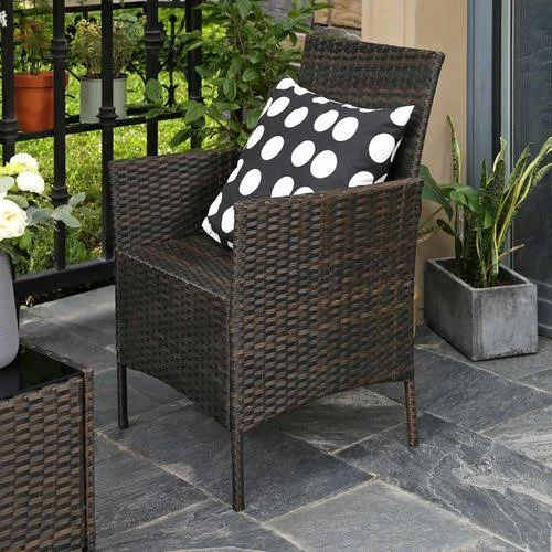 SONGMICS Patio Furniture Set, PE Wicker Outdoor Furniture, for Porch Deck Backyard Outside Use, Brown and Beige UGGF002BR1