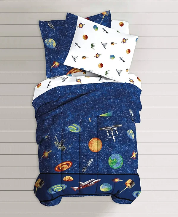 Dream Factory Outer Space Mini Bed-in-a-Bag Blue Twin