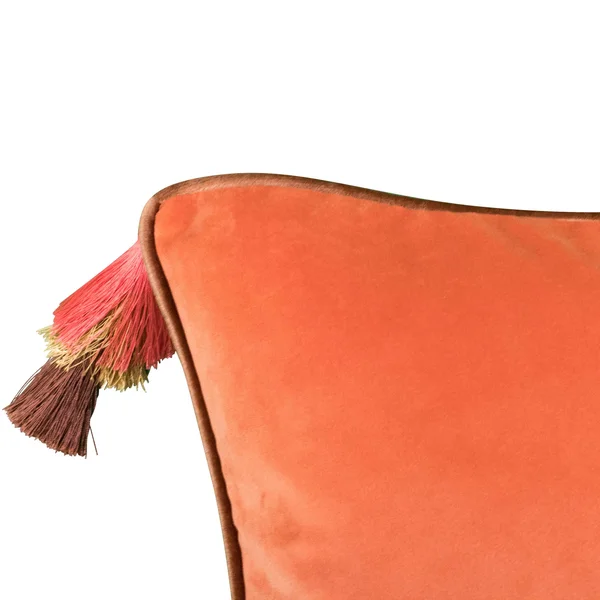 Edie at Home Velvet Reversible Tassel Decorative Pillow, Tigerlily/Marigold - Blue
