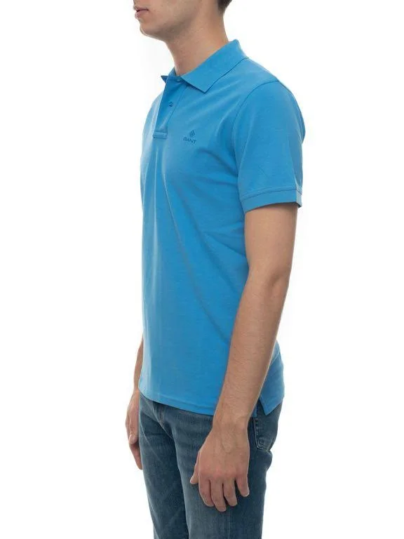 Gant Contrast Collar Rugger Polo T Shirt Blue