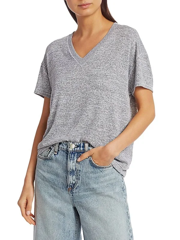 Rag & Bone Women's Avryl V-Neck T-Shirt 0400012129014 - Large - Light Heather Grey