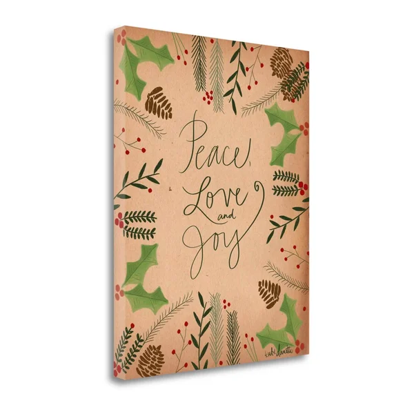 Tangletown Fine Art Peace Love Joy by Katie Doucette, Giclee Print on Gallery Wrap Canvas, 32x22 x 40