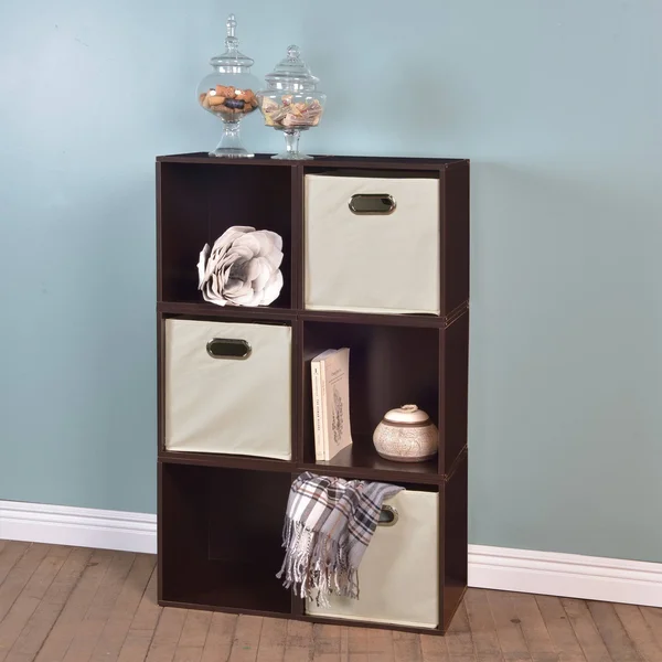 Niche Cubo Storage Set - 6 Cubes and 3 Canvas Bins Truffle/Natural