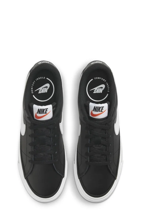 Nike Court Legacy Black/White Grade School Kids& Shoes, Size: 4