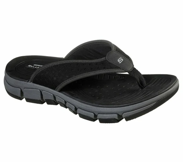 Skechers Men's Relaxed Fit Ridgewell Sandgo Flip Flop, Black