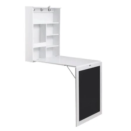 Jaxpety Wall Mounted Table Convertible Floating Desk Fold Out Space Saver Chalkboard White and Black