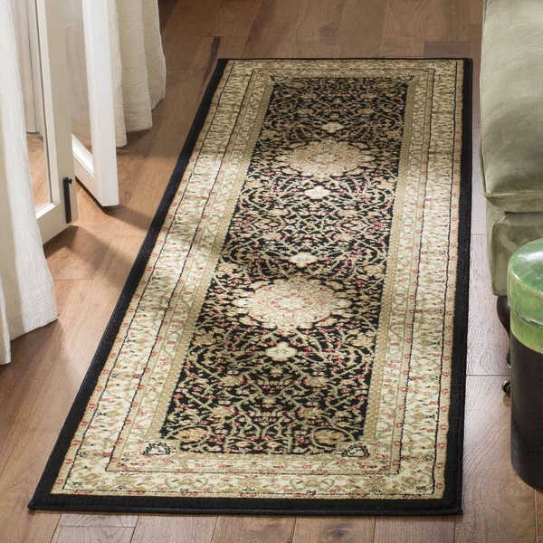 Safavieh 2&-3x22 x 8& Lyndhurst LNH213 Black, Ivory Rug