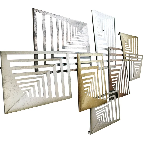 Aurelle Home Large Metallic Geometric Iron Industrial Wall Decor, Gold
