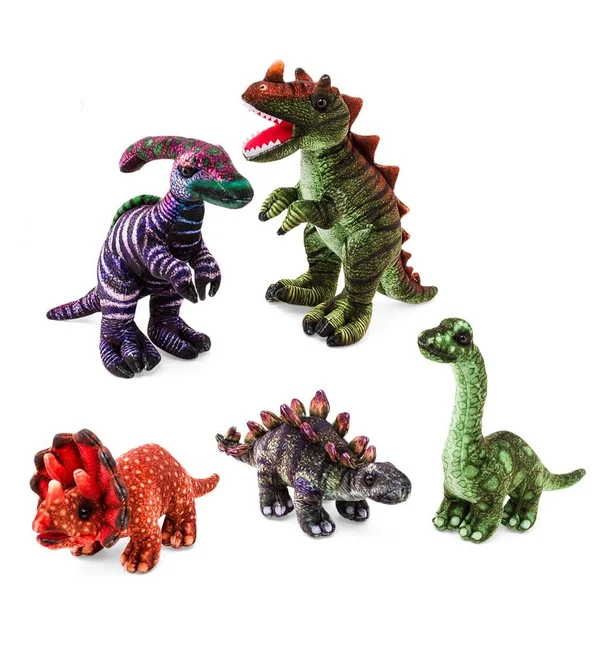 HearthSong - Colorful Dino Stuffed Animal Collection for Kids