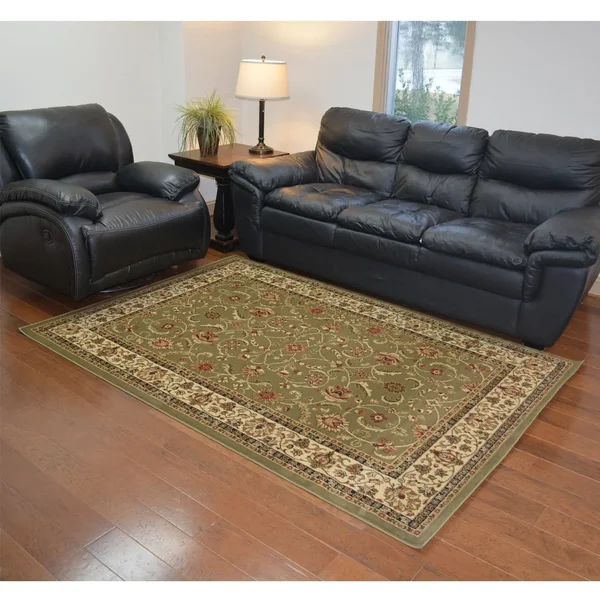 Mayberry Rug Traditional Oriental Keshan Sage Multicolor Area Rug (7&10 x 9&10)