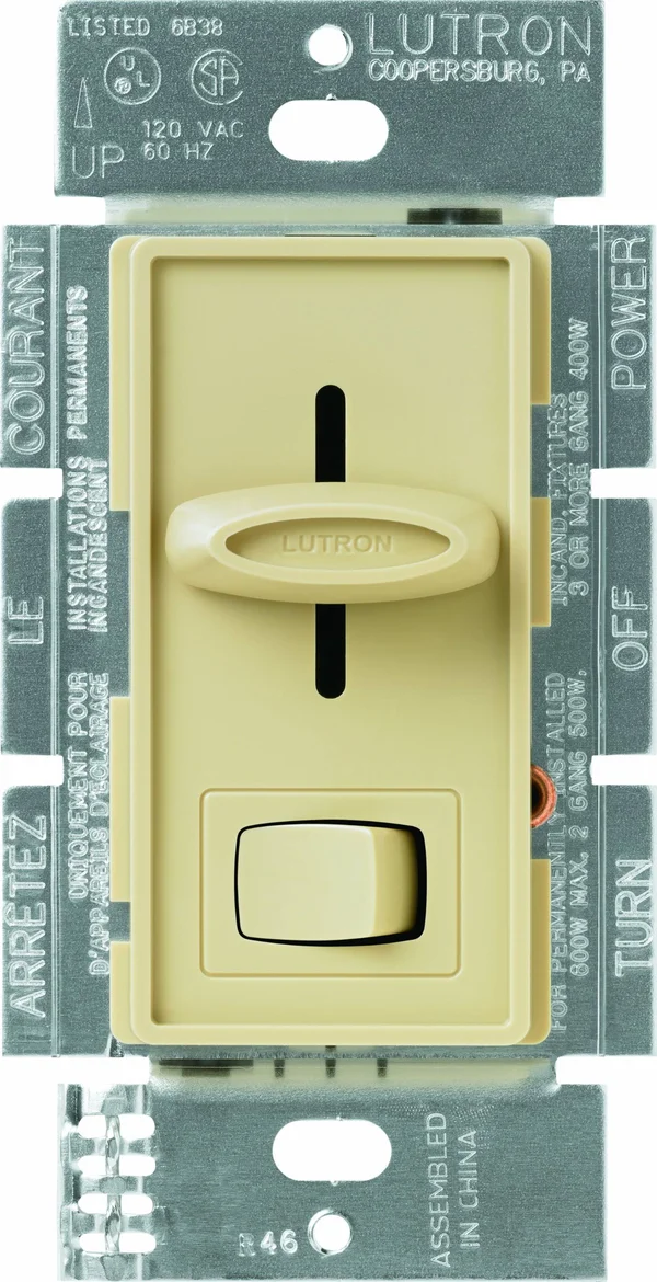 Lutron S-10PNL-IV Skylark 1000W Single-Pole Dimmer with Locator Light, Ivory