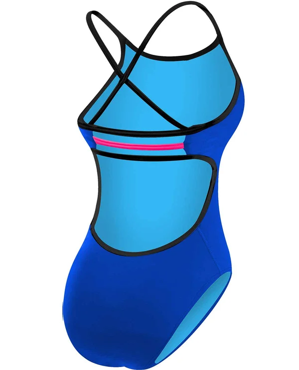 TYR TTSOD7A Women's Solid Trinityfit Swimsuit, Royal/Black - 26