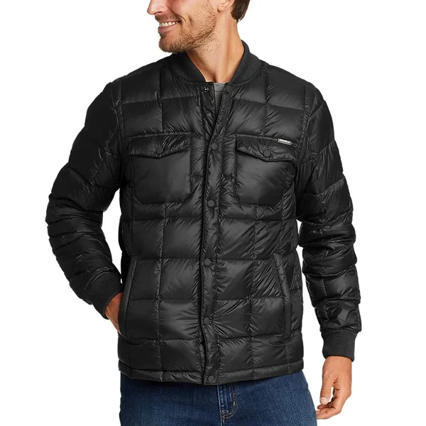 Eddie Bauer Men's Stratuslite Down Snap Jac - Black - XL