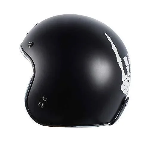 Torc Helmet T50 Route 66 3/4 Flat Black Flag, X-Small