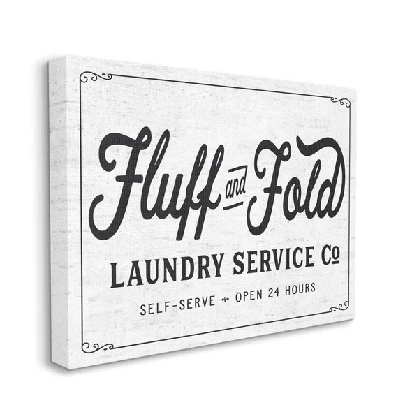 Stupell Industries Fluff and Fold Laundry Room Vintage Country Sign Canvas Wall Art Design by Lettered and Lined, 24 inch x 30 i
