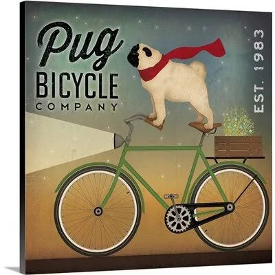 &Pug on A Bike& by Ryan Fowler Vintage Advertisement Great Big Canvas Format: Canvas, Size: 30x22 H x 30x22 W x 1.5x22 D
