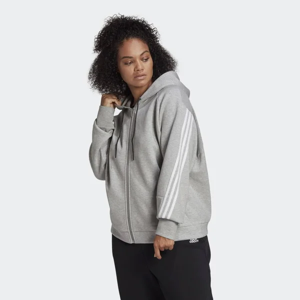 Adidas Plus Size Fleece 3-Stripes Full Zip Hoodie