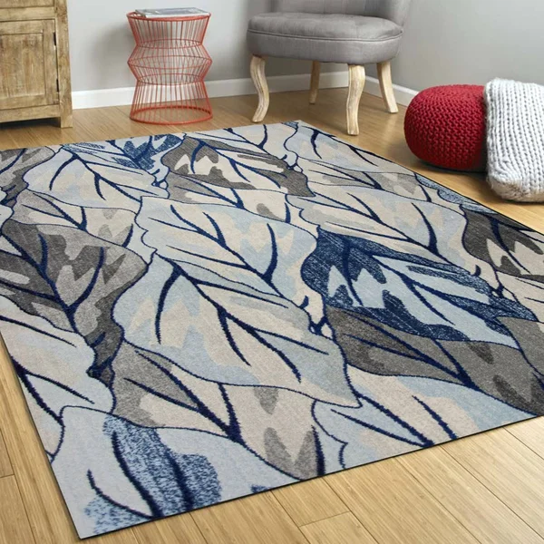 3&3x22 x 4&11x22 Polypropylene Grey-Navy Area Rug