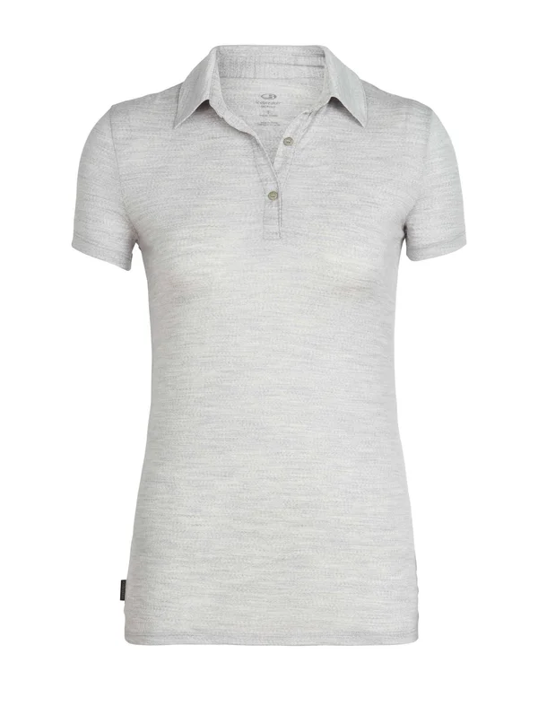 Icebreaker Women's Tech Lite SS Polo - Large - Blizzard Heather