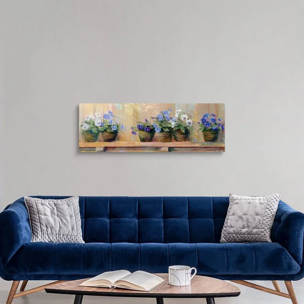 Violets in Pots - Canvas Wall Art, 48x16, Great Big Canvas