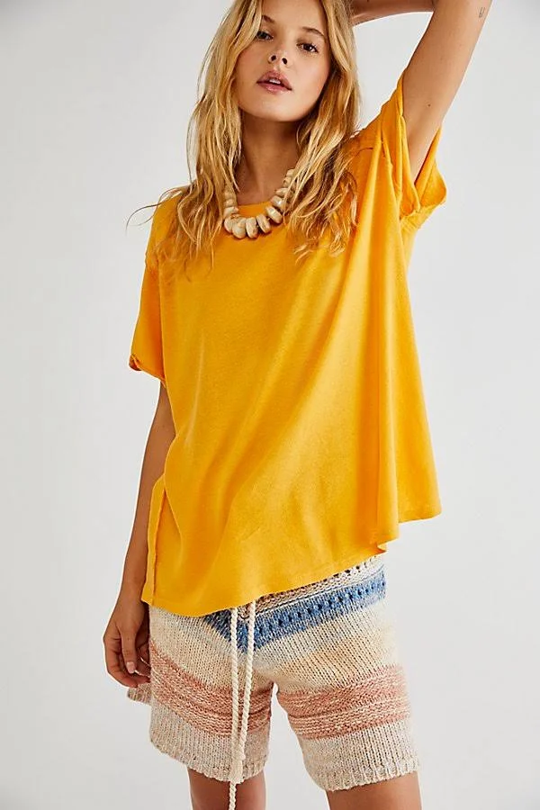 Care FP BF Tee by We The Free at Free People in Golden Pollen, Size: Xs