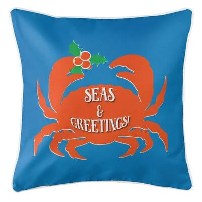 Sunderland Seas and Greetings Throw Pillow The Holiday Aisle Color: Blue/Orange