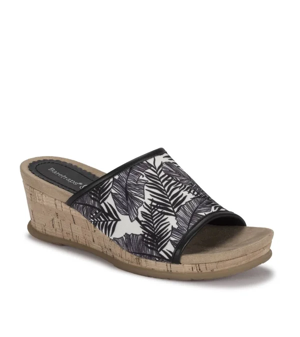 Baretraps Flossey Wedge Sandal Slides - Black/White - Size 11M