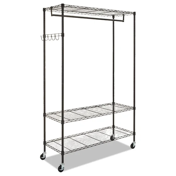 Alera Wire Shelving Stand Alone Garment Rack, Black