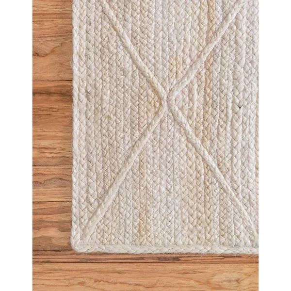 Unique Loom Trellis Braided Jute Area Rug (2& 2 x 6& 0 Runner - Beige)