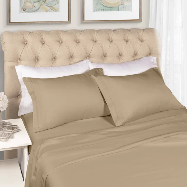 Luxor Treasures Egyptian Cotton Solid Sheet Set - Gold, Queen