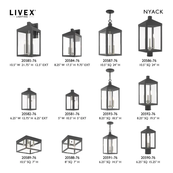 Livex Lighting Nyack Outdoor Pendant Lantern Nordic Gray 3 Light 20593-80