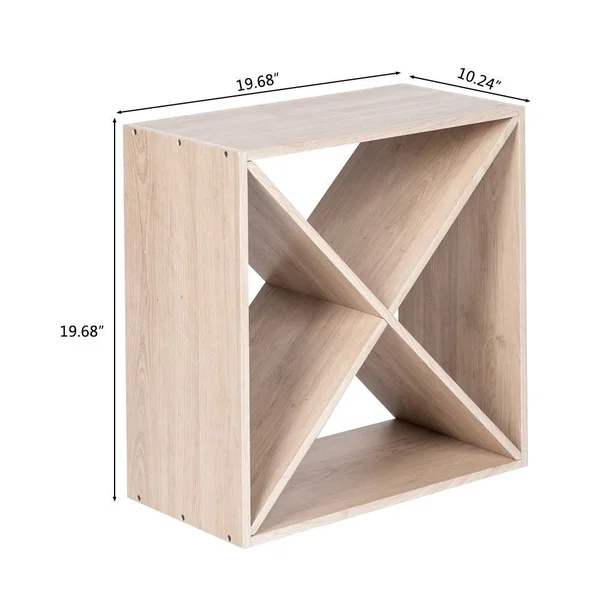 4 Cube Wine Rack Holds 12-16 Bottles, Classic Style Wine Racks - Wood Color