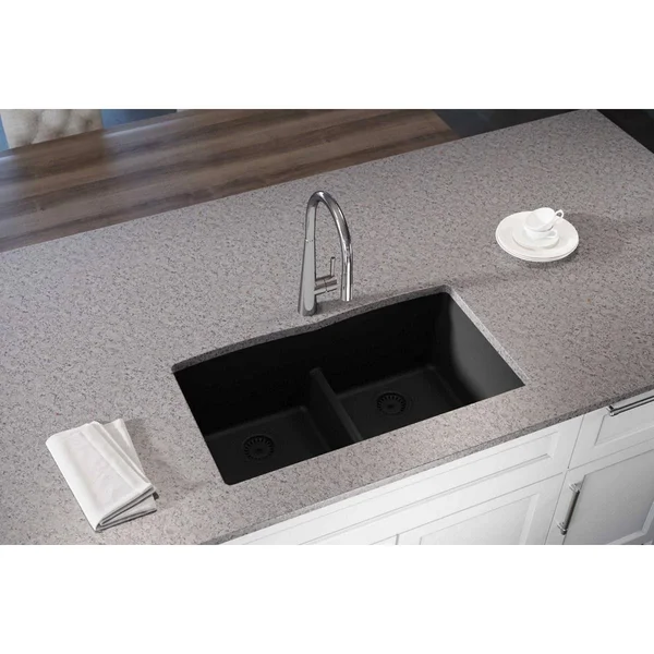 Elkay Quartz Luxe ELXDULB3322RT0 ricotta Equal Double Bowl Undermount Sink with Aqua Divide