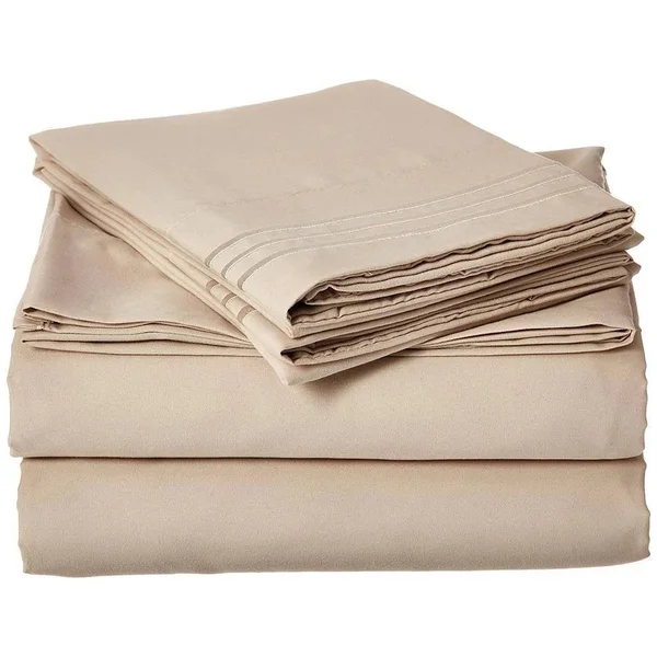 Elegant Comfort 4-Piece Cream Solid Microfiber King - Split Sheet Set - Ivory