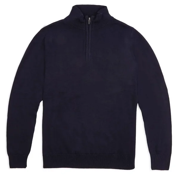 Mens 100% Extra Fine Merino Wool Quarter Zip Jumper - Navy, S