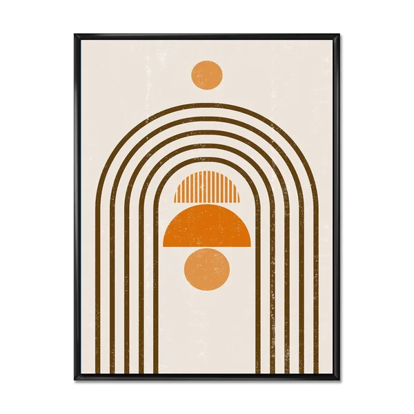Designart &Abstract Rainbow Sun and Moon in Earth Tones IV& Modern Framed Canvas Wall Art Print - 30 in. Wide x 40 in. High - Wh