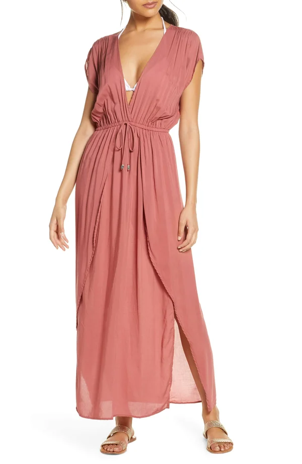 Women's Elan Deep V-Neck Cover-Up Maxi Dress - X-Small, Mauve