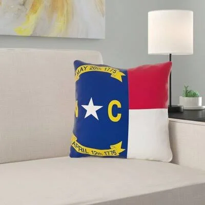 Centers North Carolina Flag in - Polyester/Throw Pillow-No Zipper-Outdoor East Urban Home Size: 18x22 x 18